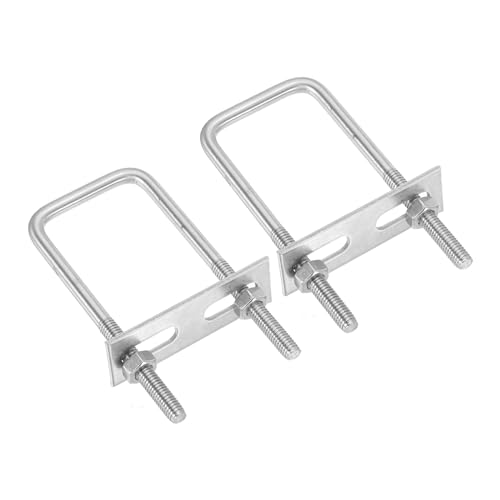 Image of PATIKIL M6x35x90mm Square U-Bolts Kit, 2Set 304 Stainless Steel Square U Shaped Bolts Replacement Parts with Frame Plates and Nuts for Ski Board Sailboat Trailer