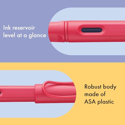 Image of Lamy Safari Sunset Fountain Pen with Polished Steel Nib in Line Width F | Lamy Fountain pen with ergonomic grip - robust ASA plastic - incl. LAMY T 10 blue ink cartridge - right-handed users