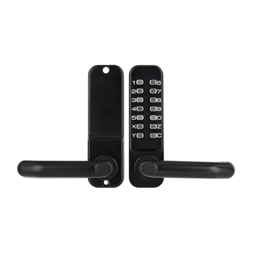 COIIOI Digital Code Keypad Security Entry Door- 14 - Button Mechanical Keyless Entry Lock with Passage Function and Panel - Based Code Reset (209-black)