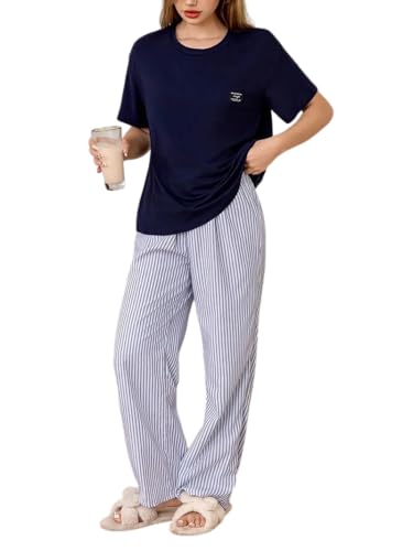 Celary Korean Women’s Pyjama Set|Half Sleeve T-Shirt & Printed Pyjama Set for Women|Size:- M to 4XL|Soft Cotton Blend Comfortable Night Suit for Women