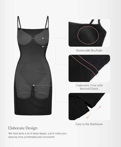 Image of Popilush Dress with Built in Shapewear Spaghetti Strap Mini Dresses Mesh Ruched Bodycon Summer Splash