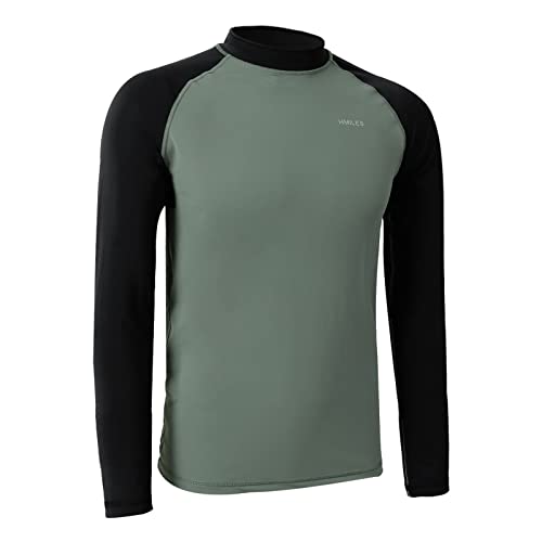 H.MILES Hommes Rashguard Manches Longues UPF 50+ Séchage Rapide Maillots de Bain pour Surf Snorkeling Plongée, Green, L Cover