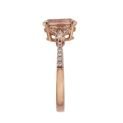 Gin & Grace 10K Rose Gold Genuine Morganite Ring With Diamonds For Women | Ethically, Authentically & Organically Sourced (Oval-Cut) Shaped Morganite Hand-Crafted Jewelry For Her | Morganite Ring For Women #TOP1