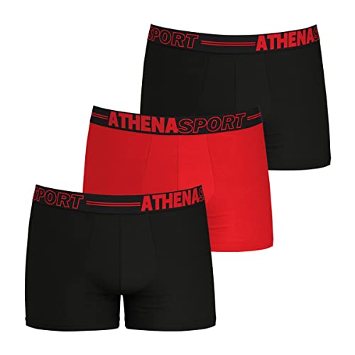 Athena Herren Sport LH31 Unterwäsche, Noir/Rouge/Noir, S