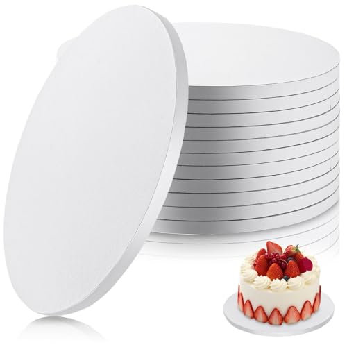 LDHHYH 12 Stück Cake Board 30cm Cakeboard Tortenunterlage, 12mm Cakeboard Tortenunterlage Rund, Kuchenplatte Rund Torten Unterplatten für Kuchen, Dessert (weiß)