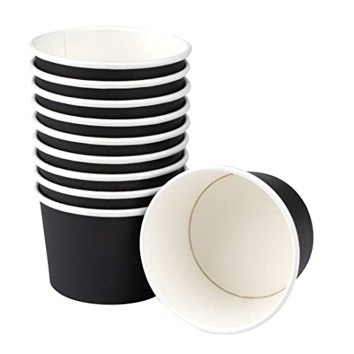 Image of Coppetta 4 Ounce Dessert Cups, 50 Disposable Ice Cream Cups - Lids Sold Separately, Heavy-Duty, Black Paper Frozen Yogurt Bowls, For Hot And Cold Foods, Perfect For Gelato Or Mousse - Restaurantware