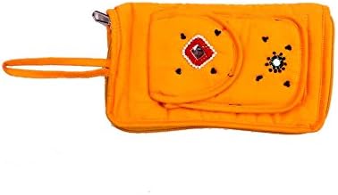 Hand Art India, Handcrafted Woman's Cotton Purse with Kutchi Mirror Work