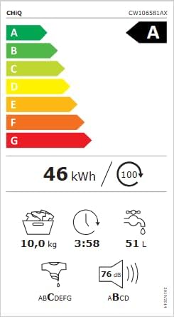 Energy label for CHiQ CW106581AX washing machine