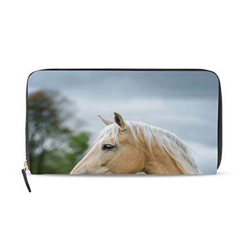 Preisvergleich Produktbild GIGIJY Geldbörse mit schönem Lavendelblume und Pferd, mehrere Kreditkartenfächer, Tasche für Frauen, Leder, mit Reißverschluss