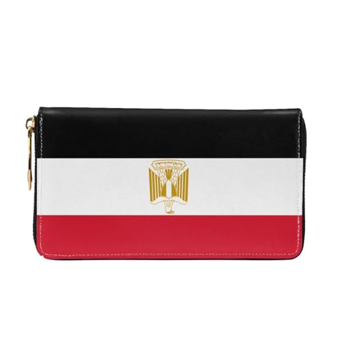 Egyptian flag Long leather wallet - with zipper - portable and waterproof, suitable for office, study and daily use2