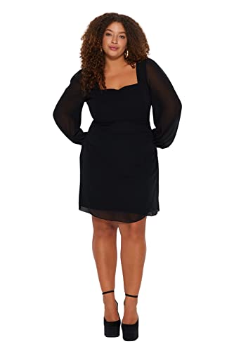 Skater Fitted Woven Plus Size Dress Vestito 48 più donna nero