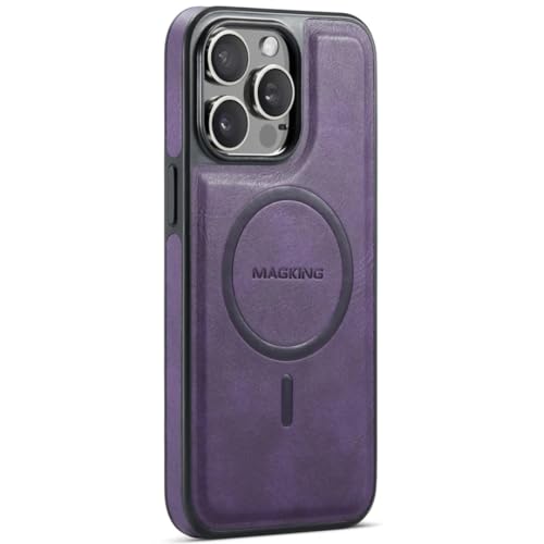 Étui iPhone 17 Pro violet magnétique antichoc en cuir PU premium