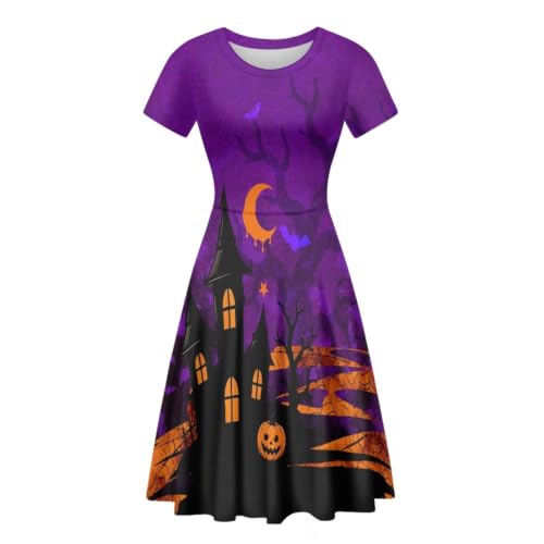 Image of Forchrinse Summer Dresses for Women Crew Neck Short Sleeve Midi Dress Casual Beach Vacation Sundress
