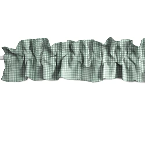 Zen Creative Designs Cotton 1/8 Inch Gingham Checkered Print Sleeve Topper Window Valance Top Bottom Ruffle Home Décor Bedroom Nursery Kitchen Window (144