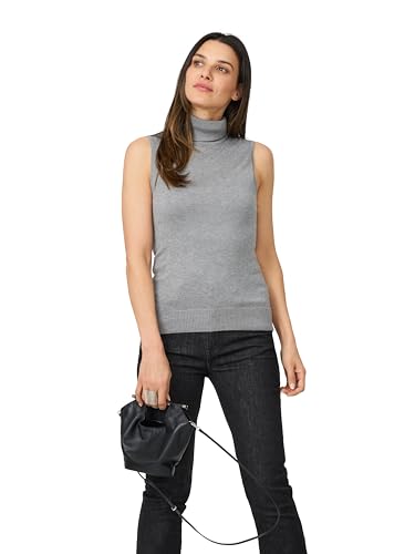 Image of Cable & Gauge Sleeveless Turtleneck Sweater - Chic Mock Neck Tank Top, Perfect for Layering & Year-Round Wardrobe Essentials
