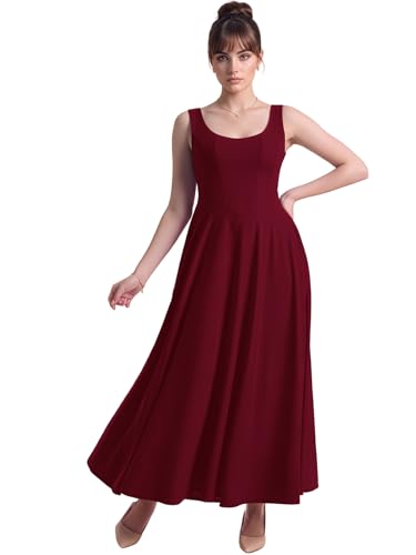 Image of Aahwan Solid Fit and Flared Round Neck Midi Dress for Women's & Girl's