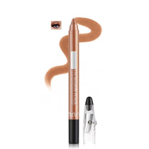 Dual-Purpose Eyeshadow & Eyeliner Pencil – Waterproof 2-in-1 Shimmer Eye Stick with Built-in Sharpener, Long-Wear Smudge-Proof Cream Crayon Makeup (04#LIGHT BRONZE)