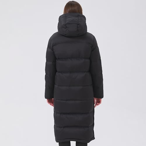 Women's Long Goose Down Coat with Heat-Retaining Lining Thickened Winter Warm Hooded Puffer Jacket with Hem Slit3