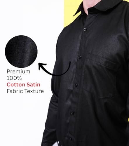 Image of CONTRARY Men's Solid Plain Satin Shirt | Stylish Casual & Formal Wear | Premium Pure Satin Silk Silk Fabric | Full Sleeve Button-Down Shirt for Office, Parties & Daily Outfits (Multicolor)
