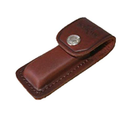 Old Timer LS1 Medium Size Brown Leather Belt Sheath with Button Clasp and Hard Exterior for Outdoor, Hunting, Camping and EDC