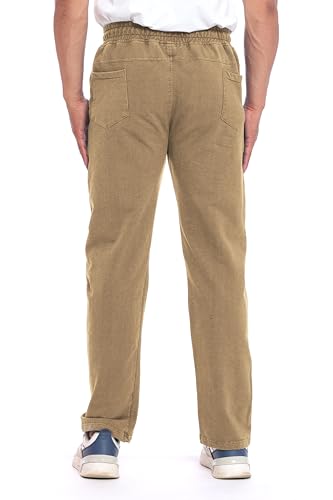 Image of Men's Denim Joggers, Regular Fit, Mid Rise, Stretchable Cotton Blend, Drawstring Waist, Soft Fabric, Multiple Pockets, Tapered Leg Casual Pants