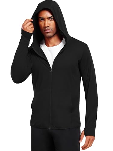 Image of NELEUS Men's Workout Fishing Shirts UPF 50+ Light Jacket Full Zip Sun Protection Long Sleeve Hoodie for Men Hiking