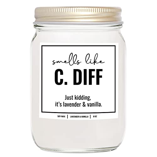 You Nique Designs, Smell Like C. Diff Registered Nurse Candle, 4 Oz, Funny Nurse Gifts for Women, Rn Candle for Nurses, Gi Nurse Appreciation, Future Nurse Graduation Gift (Lavender & Vanilla)