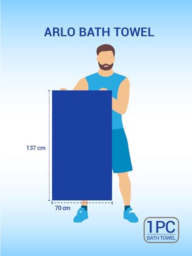 Image of Welspun Arlo 100% Cotton Bath Towel | Towels for Bath Large Size | Soft & Highly Absorbent Cotton Bath Towel | Quick Dry Bathing Towel for Men & Women | 70 x 137 cm | Navy Blue