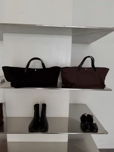 Bolso tote de lona y cuero para mujer, estilo casual y chic, con cierre magnético, bolsillos internos y externos, ideal para uso diario miniatura 4