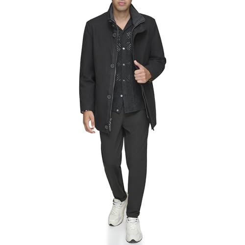 Andrew Marc Men's Wool Coat - Mid and Full Length, BLACK (DORSEY