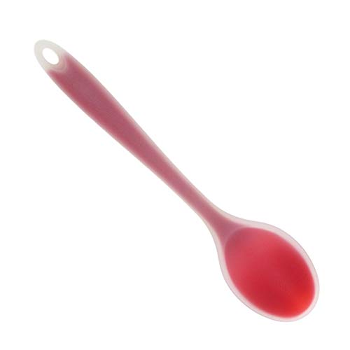 Spoon Dinner Table Soup Spoon ，Silicone Tablespoon， Long Handle Flatware(Color:Red 1)