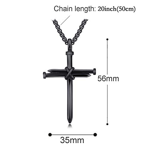 Muerdou Cross Necklace For Men Cross Pendant Strength Bible Verse Stainless Steel Necklace #TOP1