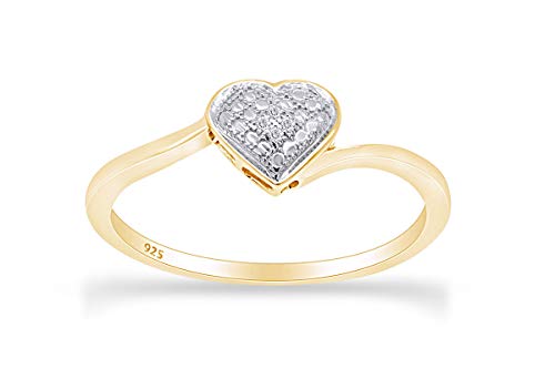 Jewel Zone US White Natural Diamond Heart Promise Ring in14k Gold Over Sterling Silver (0.01 Cttw)