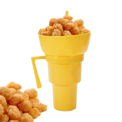 Bicchiere per Snack e Bevande,Bicchiere con Contenitore Snack Sopra | Infrangibile e Riutilizzabile Dessert Bambini Trasporto Viaggi Auto Casa mantenendo la combo leggera e stabile per utilizzi ripet