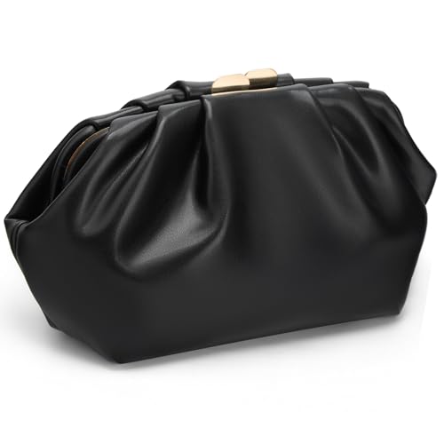Image of Gurina Pleated PU Clutch Purse for Women Formal - Evening Bag with Detachable Chain for Weddings, Proms
