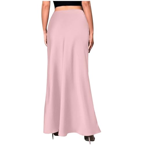 Womens Satin Skirts High Waist Elastic Maxi Skirt Silk Elegant Dressy Bodycon A-Line Long Skirts Cocktail Outfits2