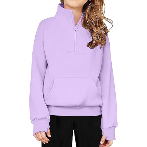 Sweatshirt for Teen Girls Half Zip Long Sleeve Pullover Sweater Loose Fit Casual Cute Fall Winter Clothes with Pocket2