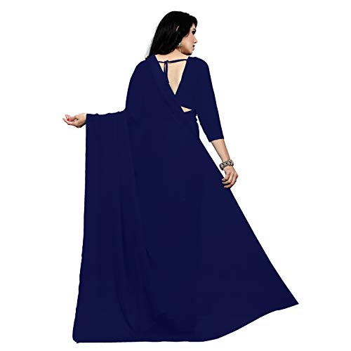 Image of StyleScope Women's Plain Georgette Saree With Georgette Plain Matching Unstitched Blouse Piece (Plainn)