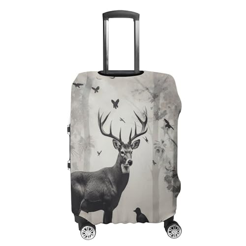 Hunting Silhouette of Deer Luggage Cover, Elastic Luggage Protector Fits 19-32in Suitcases, Washable & Anti-Scratch Suitcase Cover for Men Women S4