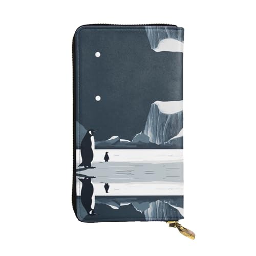 Porte-cartes de crédit long en cuir imprimé pingouin pour l'organisation