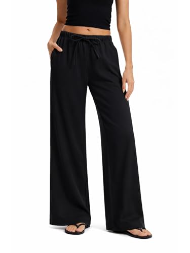 AnotherChill Women's High Waisted Wide Leg Crepe Pants Pull On