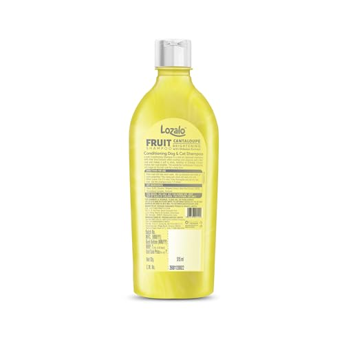 Image of Lozalo Brightening Fruit Pet Shampoo 400 ml, Combo Pack of 2x200ml, Cantaloupe, pH Balanced, Paraben Free Conditioning Shampoo for Dogs & Cats of All Breeds, with Shikakai Extract