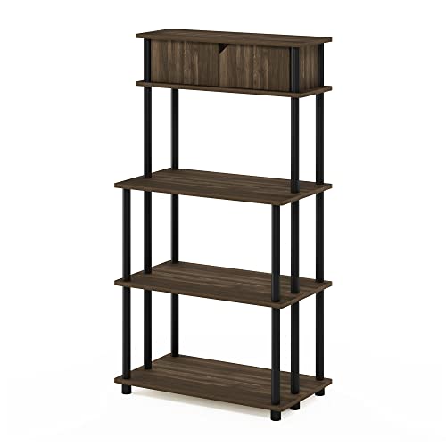 Furinno Turn-N-Tube Kitchen Storage Shelf with Top Cabinet for Kitchen, Dining Room and Home Office, Columbia Walnut/Black - image 5