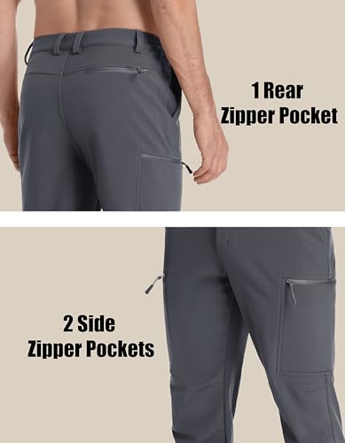 Magcomsen Hiking Pants For Men Cold Weather Fleece Lined Waterproof Pants Mens Dress Pants With Elastic Waist Dark Grey 32 thumb #4
