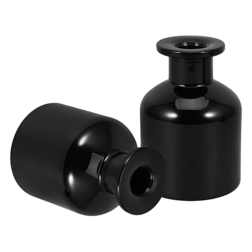 Gogogmee Difusores Aromáticos de Vidrio Cilíndrico 150 Ml, Botellas Rellenable para Aceites Esenciales, 2 Piezas, Color Negro Brillante, sin Tapa, para Aromaterapia en Hogar y Coche
