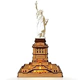 Hallisun 3D木製パズル - 自由の女神レディリバティ アメリカニューヨーク | ウッドモデル 建物 ビルディング 立体パズル クラフト 趣味 おもちゃ 手芸 DIY 機械式 組み立てキット | 大人 子供14＋ 向き クリスマス バレンタインデー ヴィンテージ 装飾 自宅 インテリア 誕生日ギフト プレゼント | 取扱説明書付き 147ピース