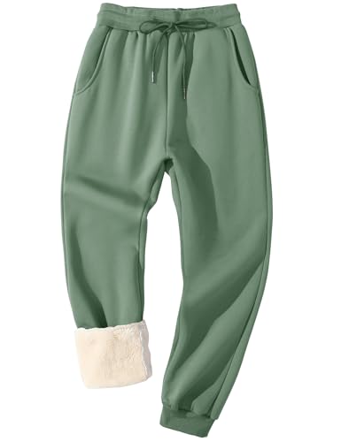 Flygo Men's Fleece Lined Sherpa Sweatpants Winter Warm Pants Jogger Lounge Athletic Pant with Pockets