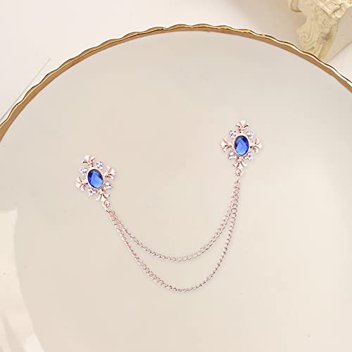 Image of Anmpab Cross Crystal Tassel Chain Brooch Gold Silver Tassel Collar Pins Broochs Rhinestone Lapel Pin for Men Women Suit Accessories
