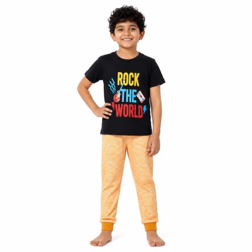 Image of NammaBaby Boy's Cotton Printed Premium Half Sleeves T-Shirt and Shorts Top and Bottom Set /Tshirt-Shorts with Pocket Combo of 2