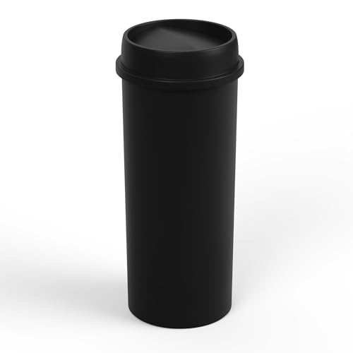 Image of 22 Gallon Black Round Waste Basket with Swing-Top Lid | 88 Qt Trash Can